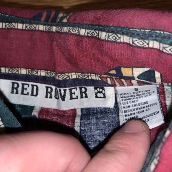 Red Rover Men’s Button Down Long Sleeve Shirt Red Green Size Small - Picture 5 of 9